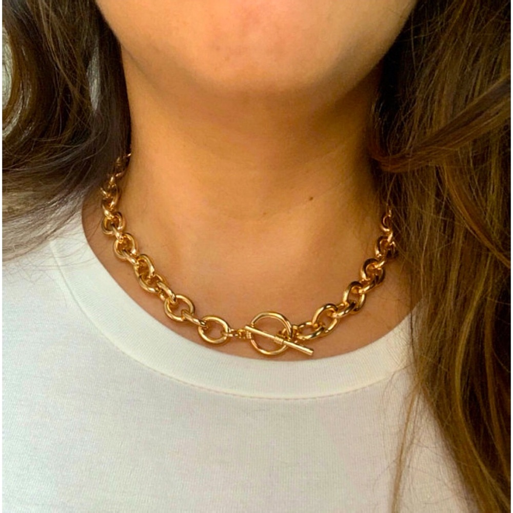 Chunky Gold Chain Necklace/Choker w/ Toggle Clasp